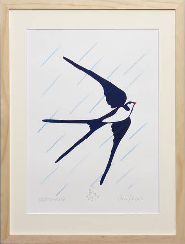 Swallow Bird In Flight During The Rain thumb