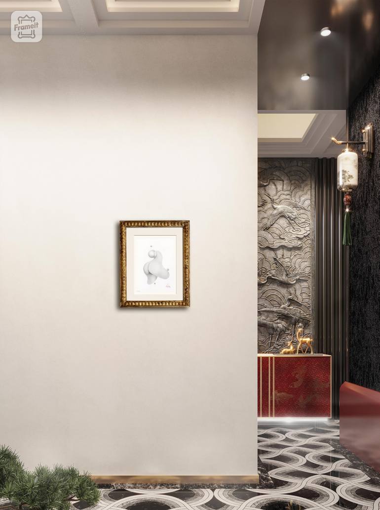 Original Abstract Erotic Drawing by Aros Aros