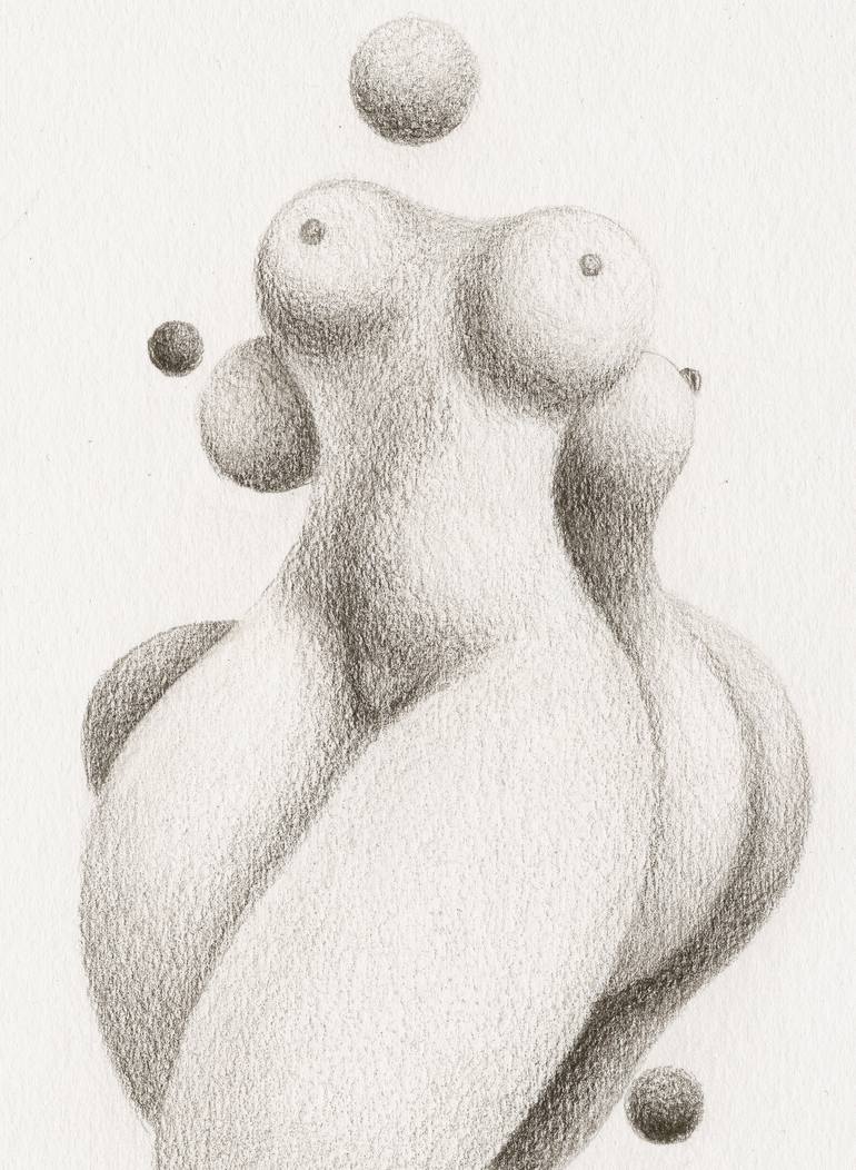 Original Abstract Erotic Drawing by Aros Aros
