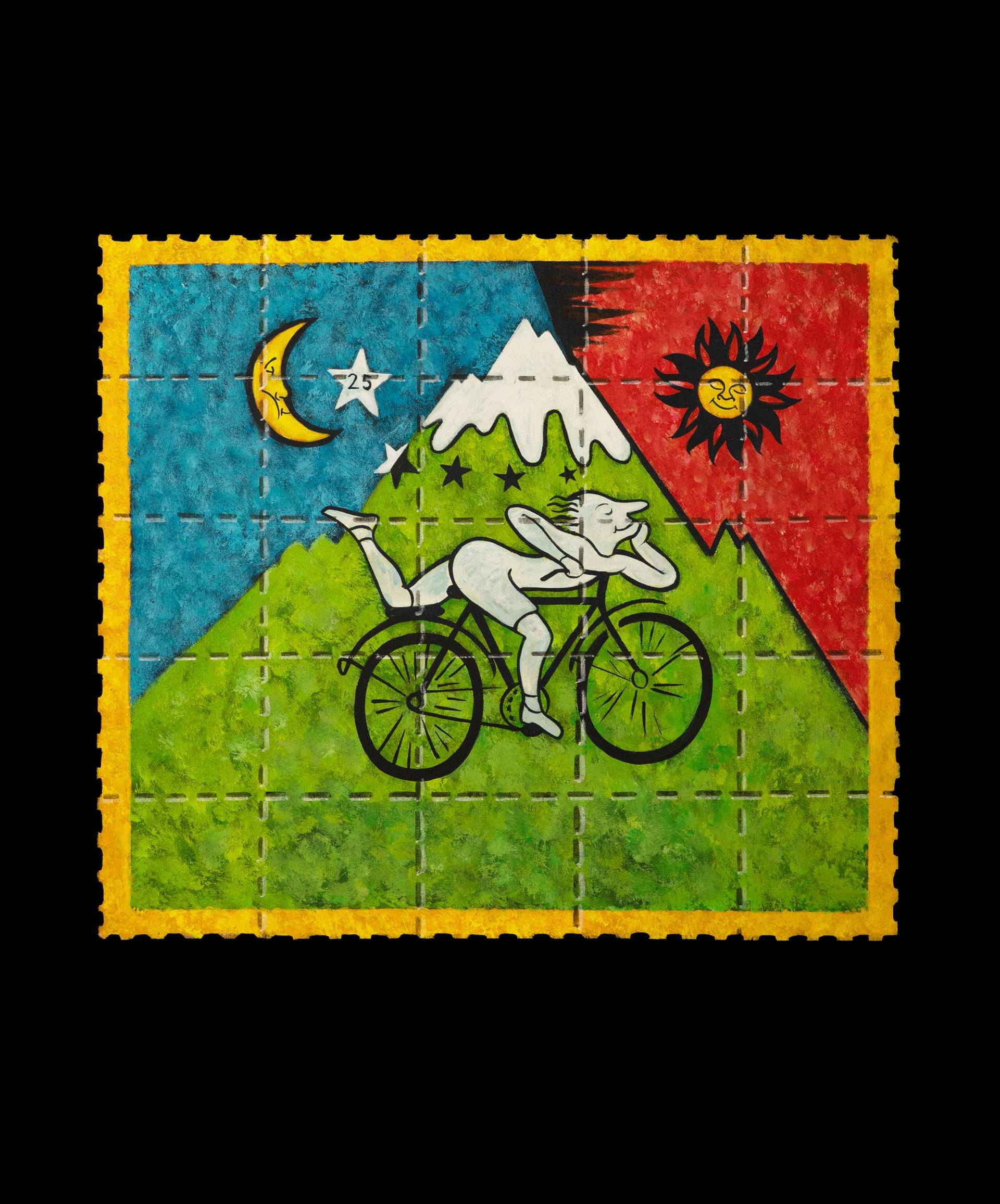 LSD 幻想世界への旅 アルバート•ホッフマン Albert Hofmann LSD Stamp Painting by Cehovsky Daniel | Saatchi Art