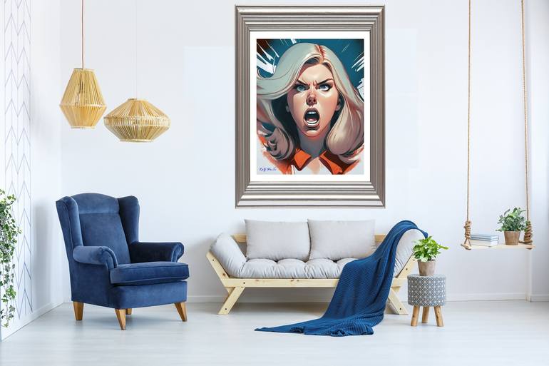 Original Art Deco Portrait Digital by Raz Write