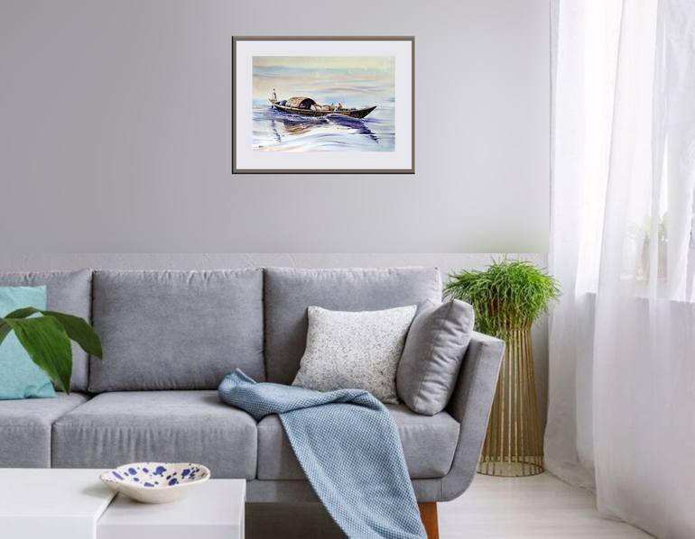 Original Contemporary Boat Painting by Raji Pavithran