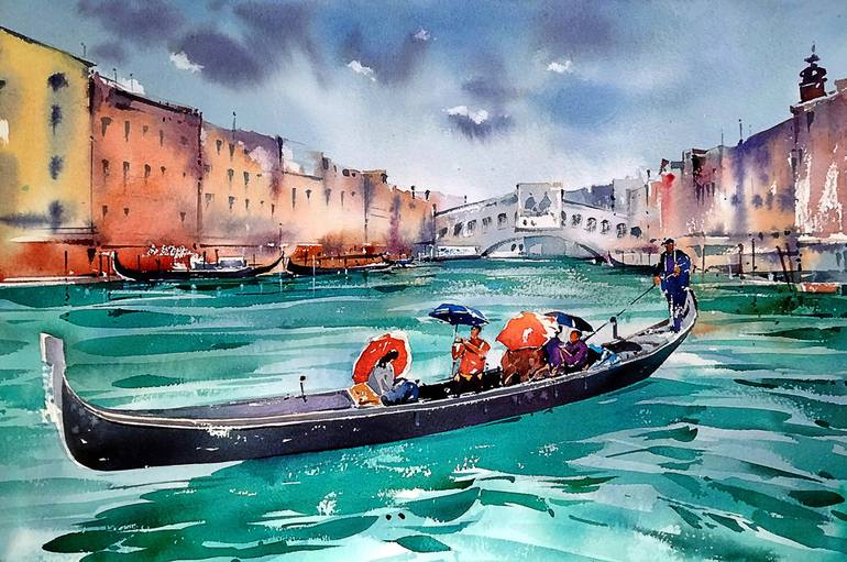 Original Impressionism Boat Paintings by Raji Pavithran