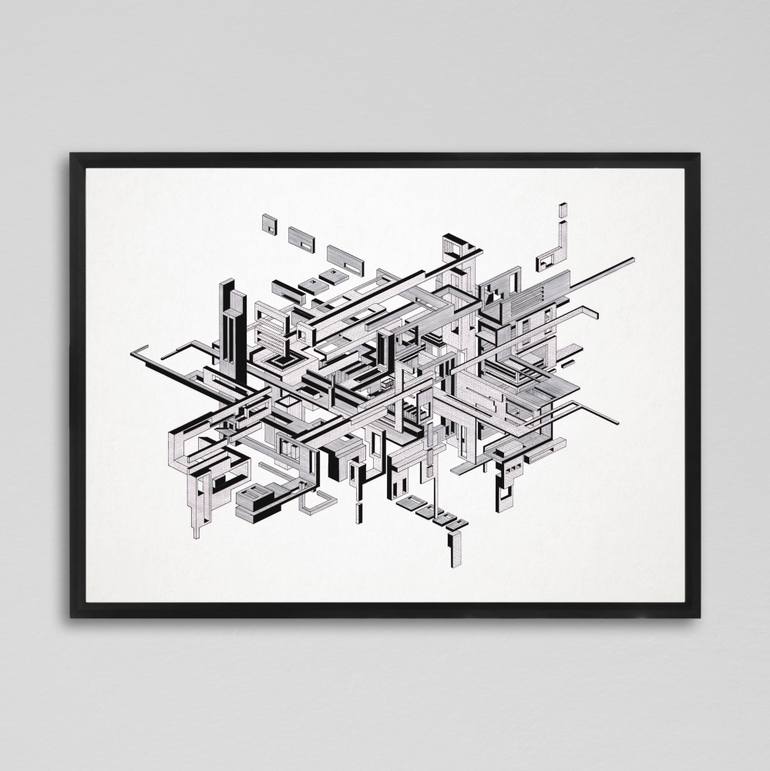 Original Abstract Architecture Drawing by David Boyd