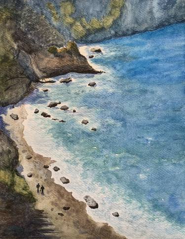 Original Impressionism Beach Painting by Tiffany Chen
