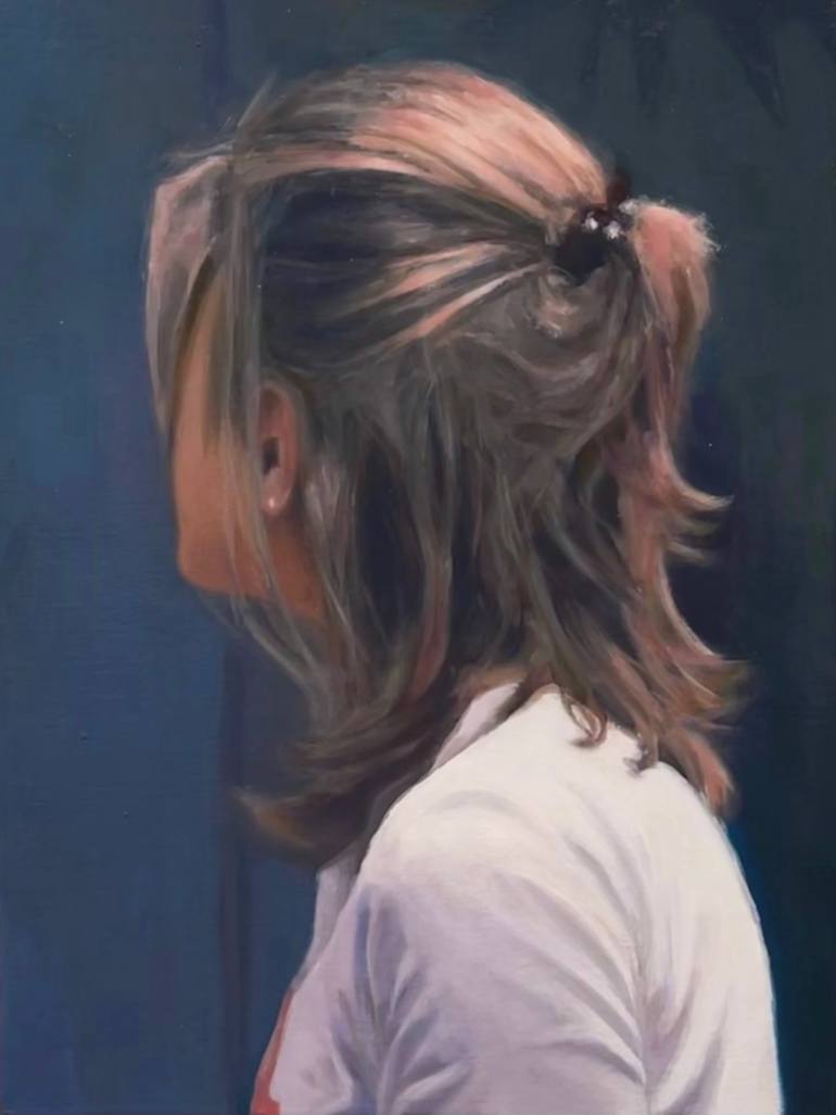 Original Women Painting by Gautam Banga | Realism Art on Canvas | Portrait Of Them Hair