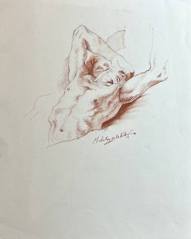 Original Men Drawing by Michelangelo Valenti