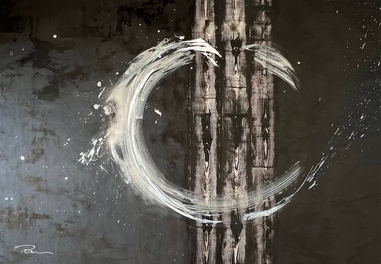 Original Black & White Abstract Painting by Indie Ru