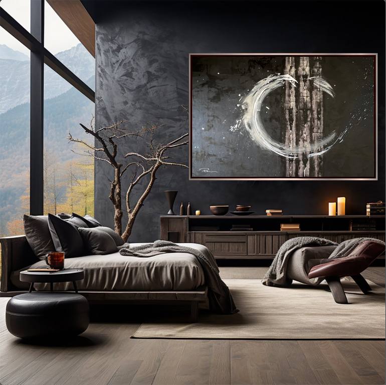 Original Black & White Abstract Painting by Indie Ru