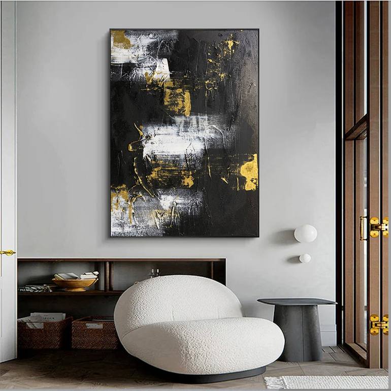 Abstract Black and Gold Painting by Indie Ru | Saatchi Art