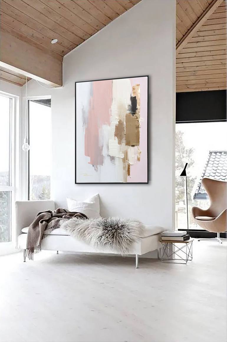 Original Abstract Painting by Indie Ru | Abstract Art on Canvas | Blush Pink and Gold Abstract