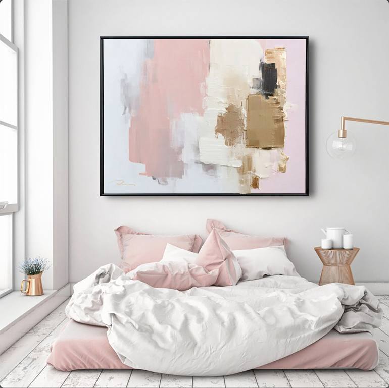 Original Abstract Painting by Indie Ru | Abstract Art on Canvas | Large Pink and Gold Abstract