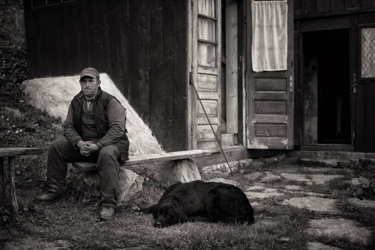 Original Dogs Photography by Grigore Roibu | Black & White Art on Canvas | Friends after a hard day at work