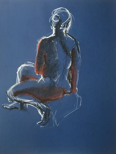 Life Drawing- Woman Sitting- Blue thumb