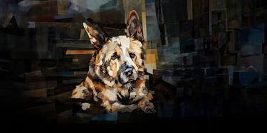 Shepherd Elegance: Collage Meets Canvas thumb