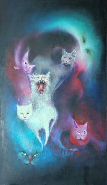 Original Abstract Cats Paintings by Antonietta Campana