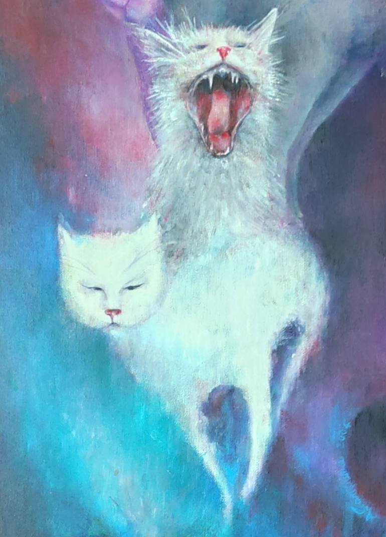 Original Cats Painting by Antonietta Campana