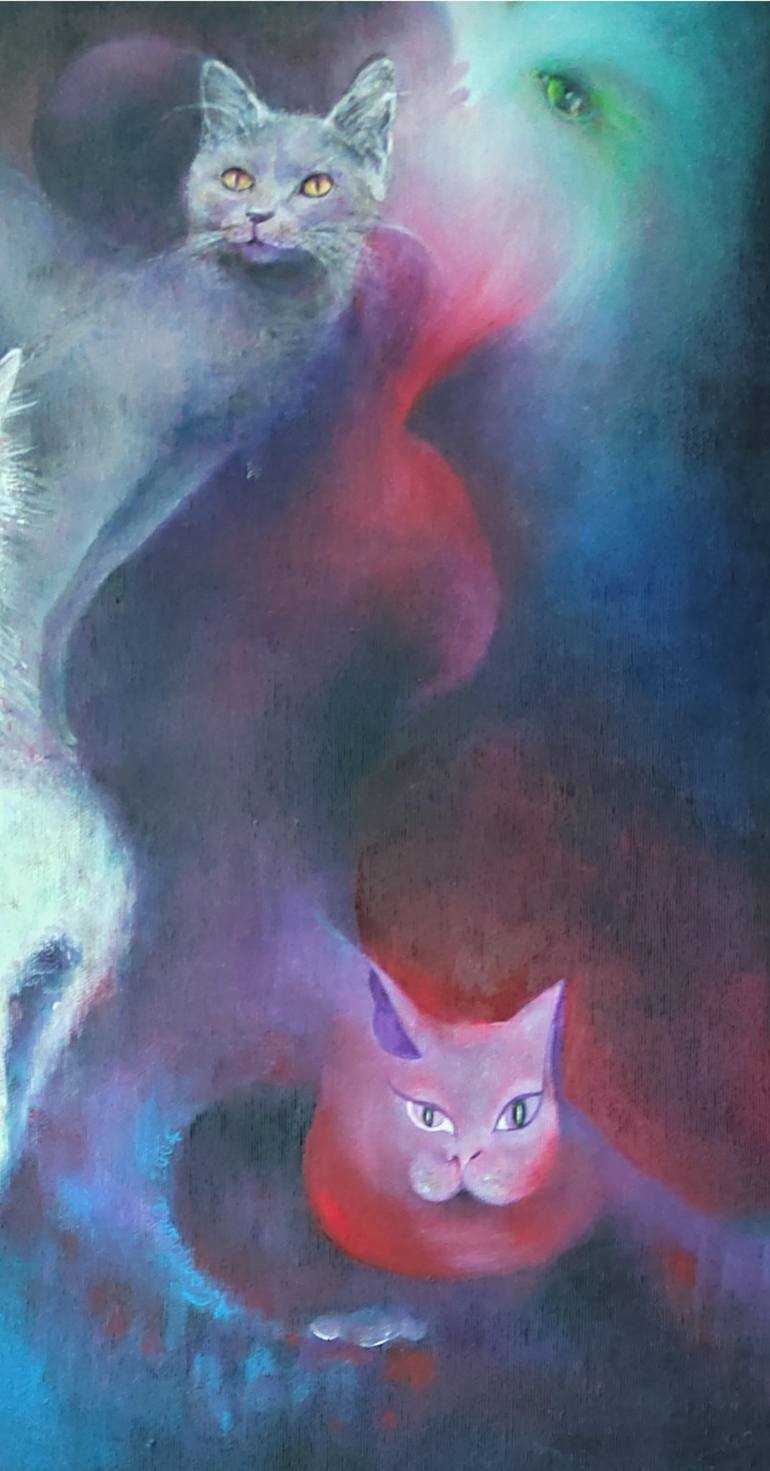 Original Abstract Cats Painting by Antonietta Campana