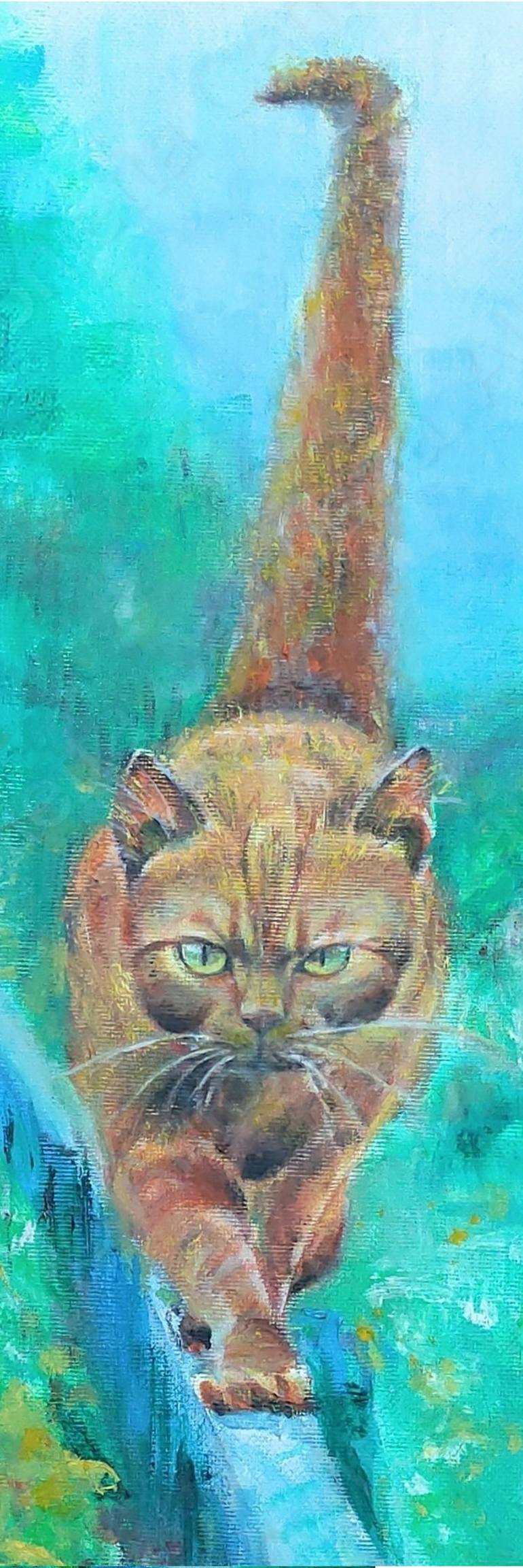 Original Impressionism Cats Painting by Antonietta Campana