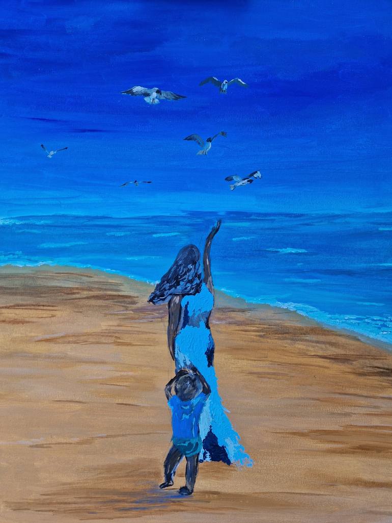 Original Beach Painting by Oksana Babala