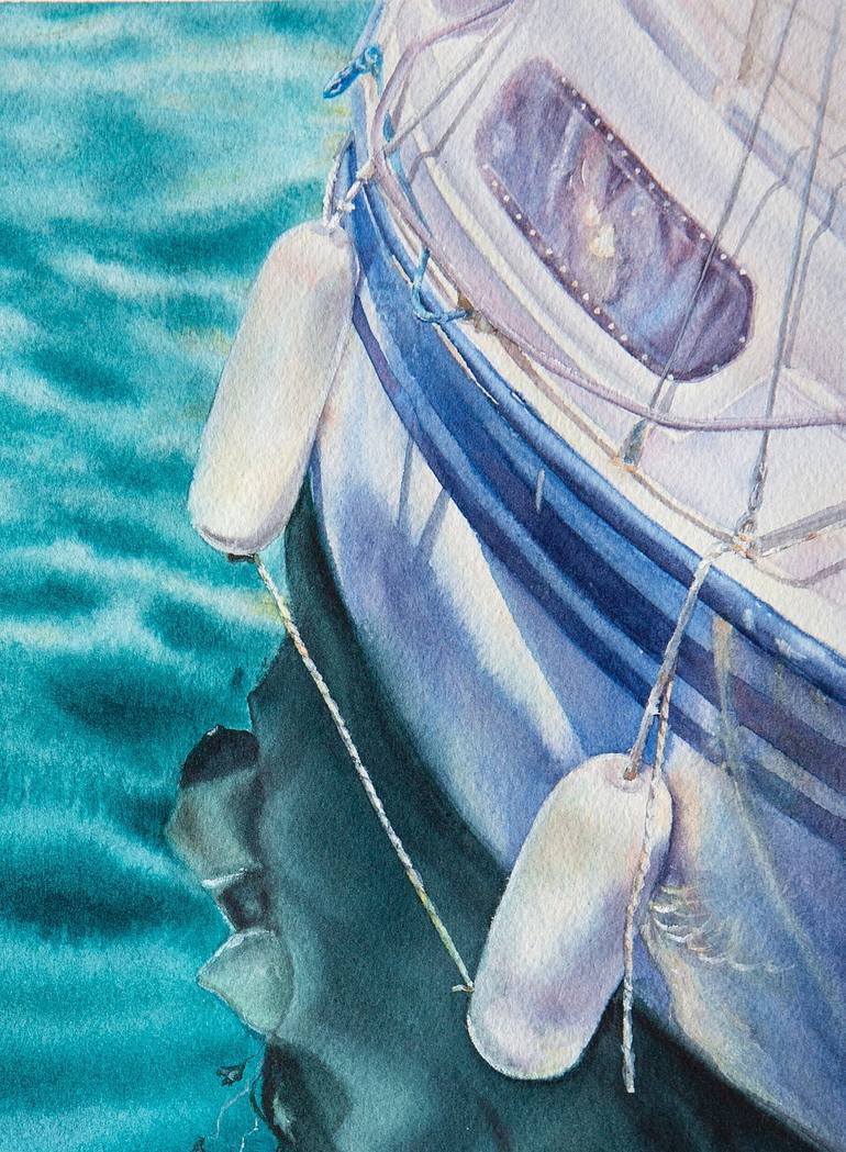 Original Sailboat Painting by Kateryna Nazarenko