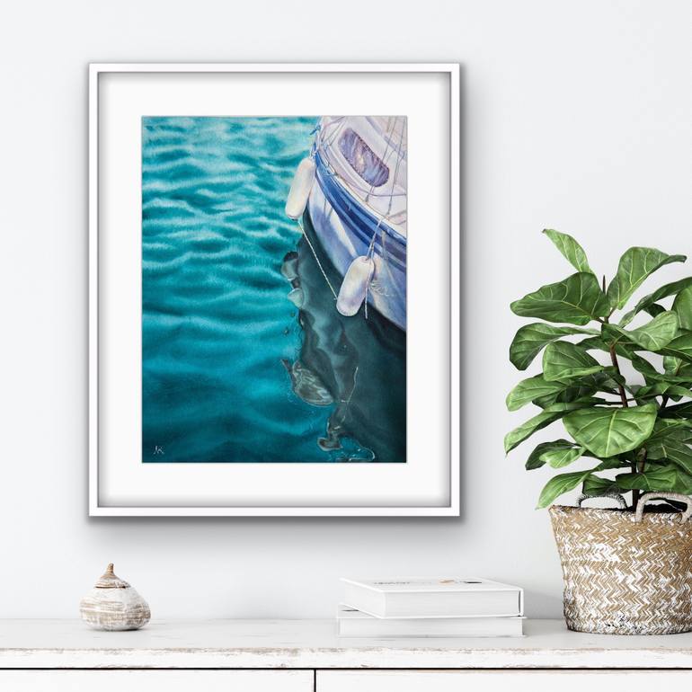 Original Impressionism Boat Painting by Kateryna Nazarenko