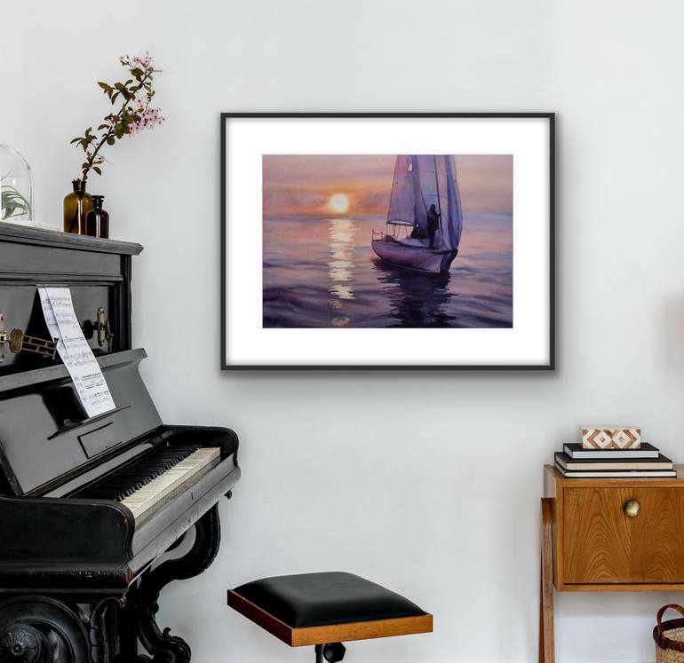Original Expressionism Boat Painting by Kateryna Nazarenko
