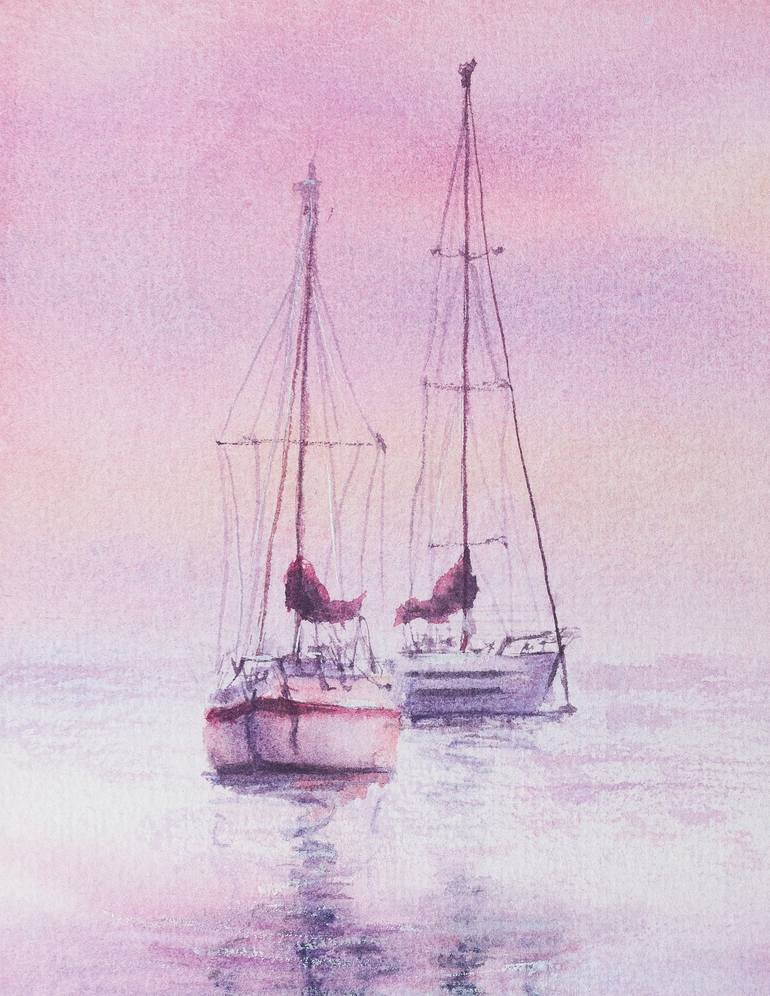 Original Contemporary Sailboat Painting by Kateryna Nazarenko