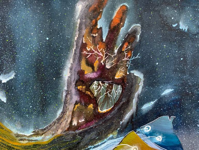 Original Surrealism Outer Space Painting by René Agostinho