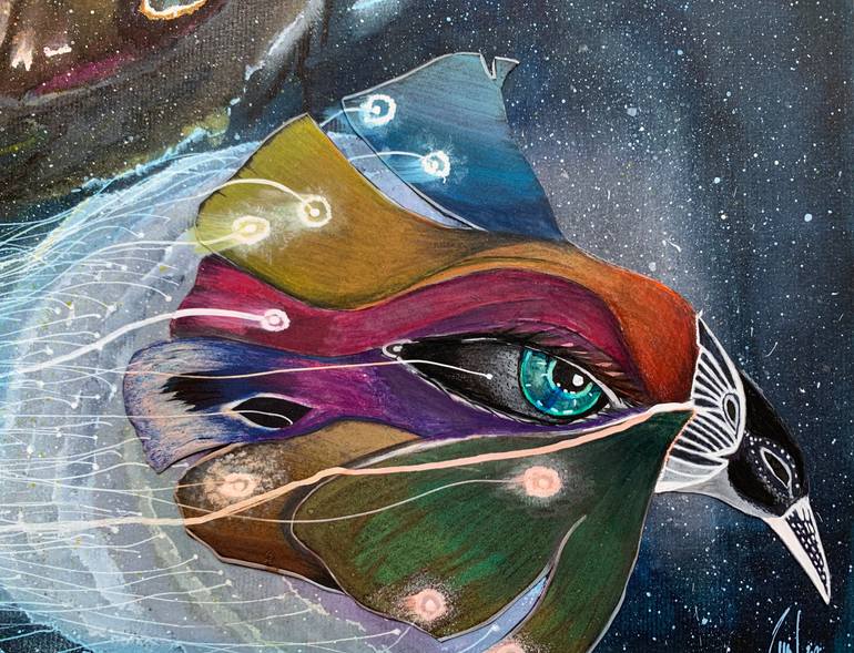 Original Surrealism Outer Space Painting by René Agostinho