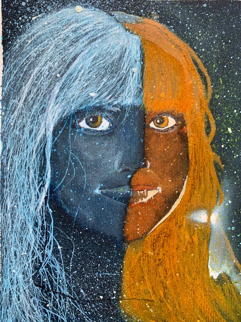 Original Surrealism Outer Space Painting by René Agostinho