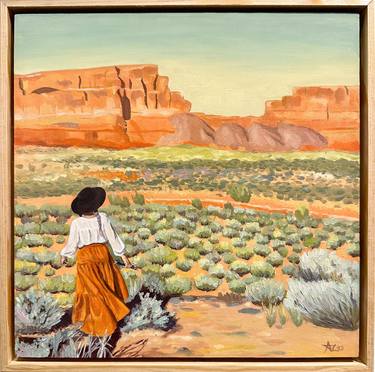 Original Expressionism Landscape Paintings by Desert Moonrise