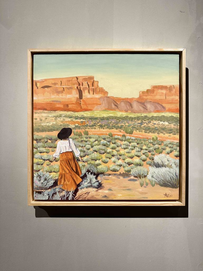 Original Expressionism Landscape Painting by Desert Moonrise