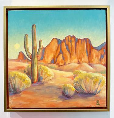Original Impressionism Landscape Paintings by Desert Moonrise