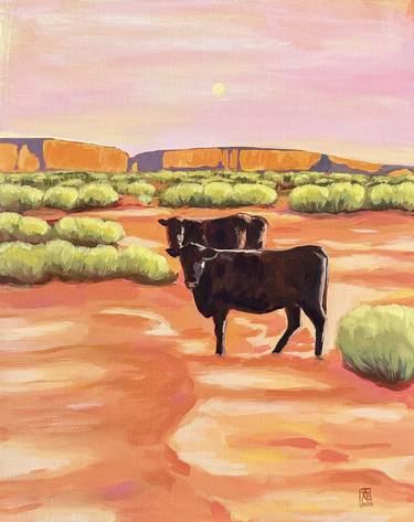 Original Contemporary Animal Painting by Desert Moonrise