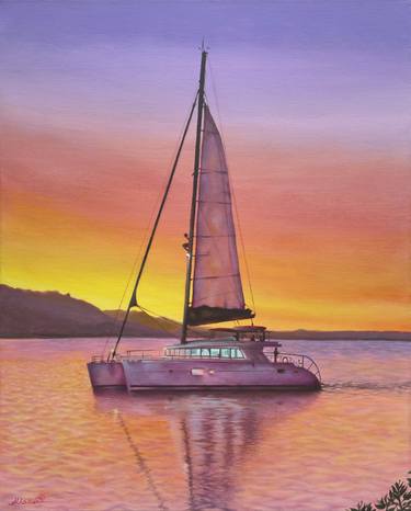 Original Modern Boat Paintings by Andrea Marriette