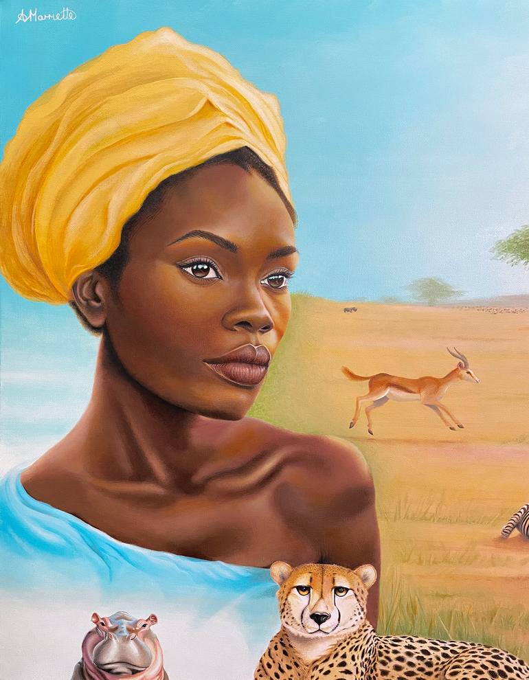 Original Surrealism Women Painting by Andrea Marriette