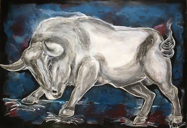 Original Animal Mixed Media by Aline Hafezi