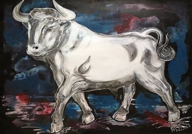 Original Abstract Animal Mixed Media by Aline Hafezi