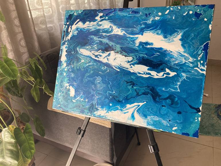 Original Abstract Seascape Painting by Asha Artist