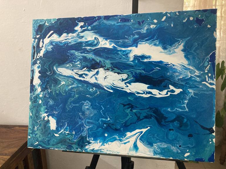 Original Abstract Seascape Painting by Asha Artist