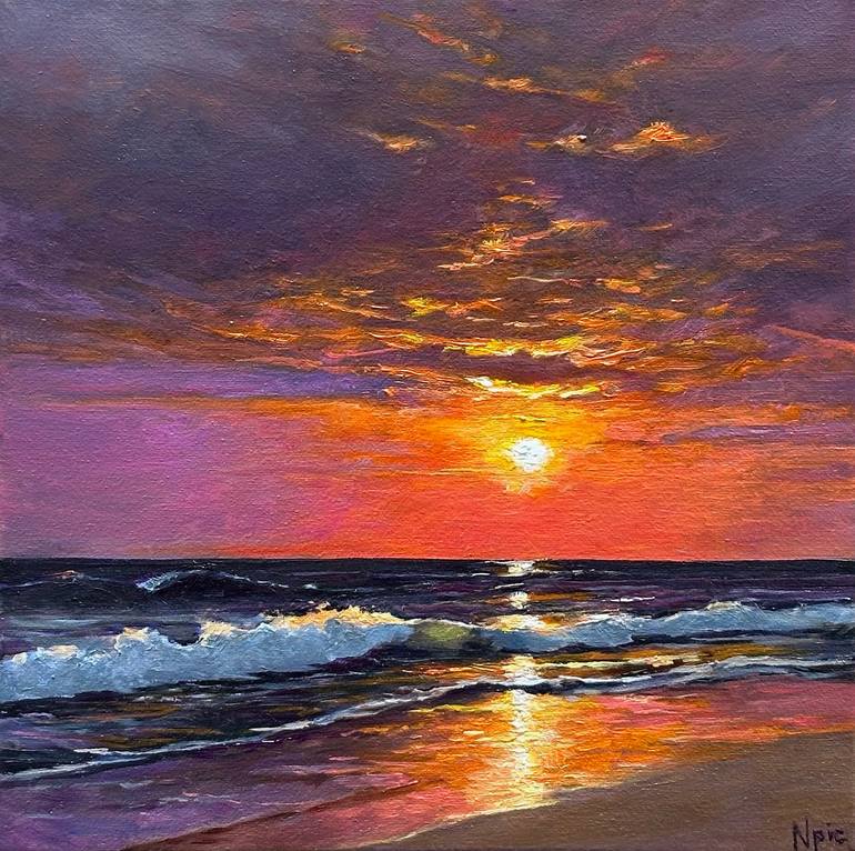 Original Seascape Painting by Ana Alekseeva | Contemporary Art on Canvas | When the sun paints