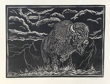 Weathering the Storm - linocut limited edition print of 30 thumb