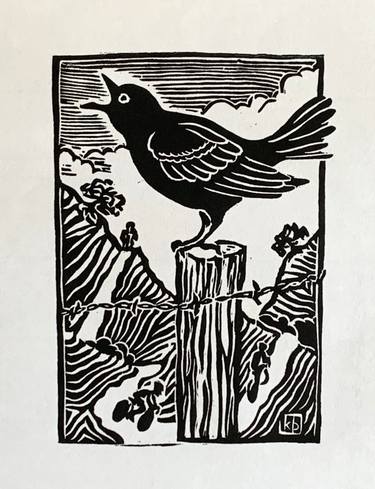 Passing By - woodcut limited edition print of 20 thumb