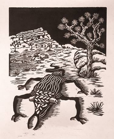 Cammy in the Desert - linocut limited edition print of 20 thumb