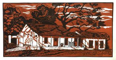 Alviso Adobe  - linocut limited edition print of 30 thumb