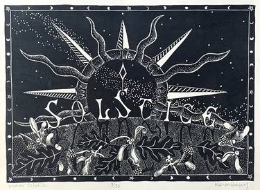 Winter Solstice - linocut limited edition print of 30 thumb