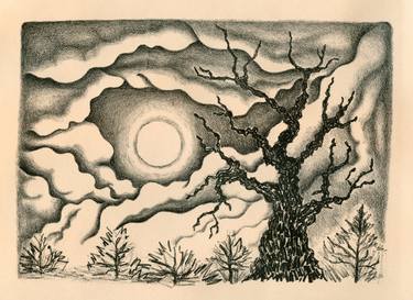 Moon Gaze - stone lithograph limited edition print of 20 thumb