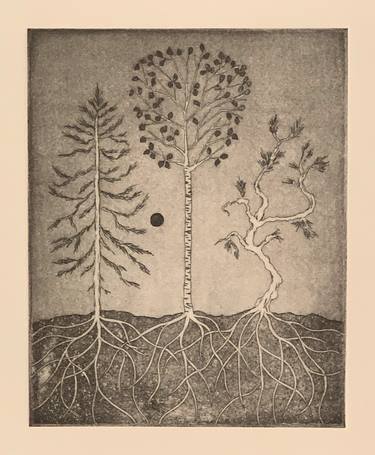 Original Conceptual Tree Printmaking by Karen Barry
