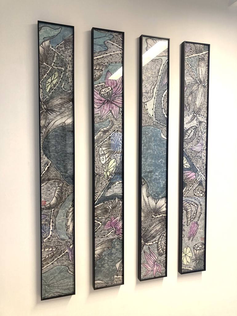 Original Ink Contemporary Floral Painting by Evan SP  Wu